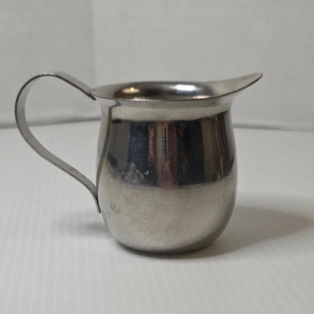 Vintage Update Stainless Steel Mini‎ Creamer Pitcher India Mid Century
